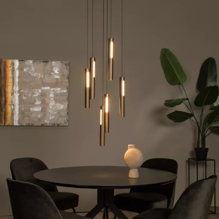 Hanglamp pendels brons 6x6W CCT dimbaar Ø 38 cm