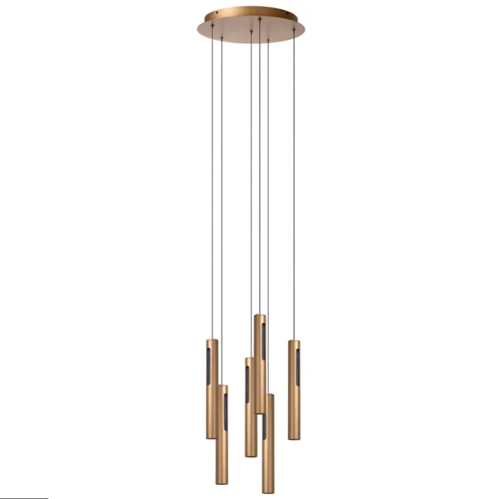 Hanglamp pendels brons 6x6W CCT dimbaar Ø 38 cm