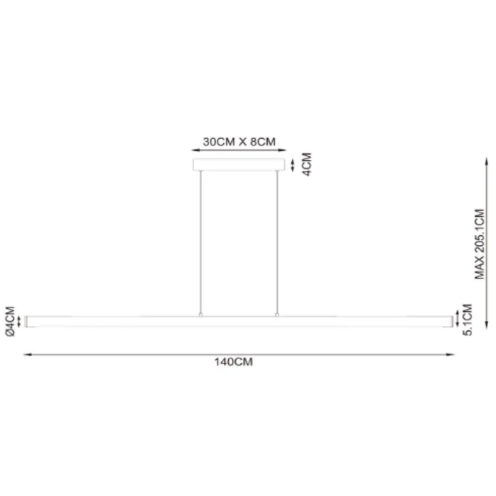Hanglamp buis smal brons voor boven de eettafel of bureau 33W 140cm