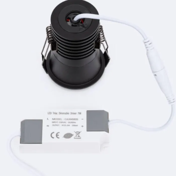 LED inbouwspot zaagmaat 55mm IP44 7W dimbaar zwart