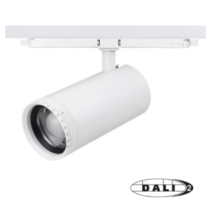 Rail LED spot 3 fase Dali dimbaar 30W CCT 15-55°  wit of zwart