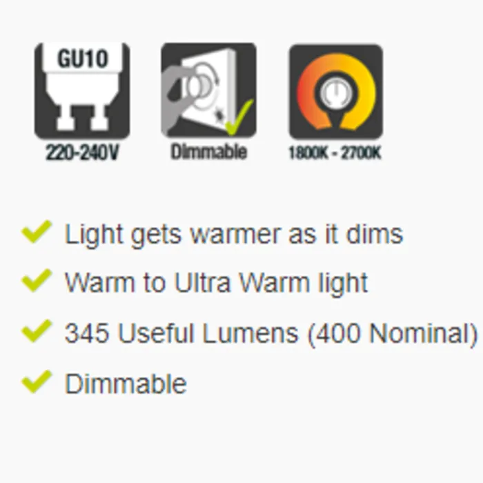 LED spot licht wordt warmer bij dimmen 400 lumen 1800-2700 Kelvin