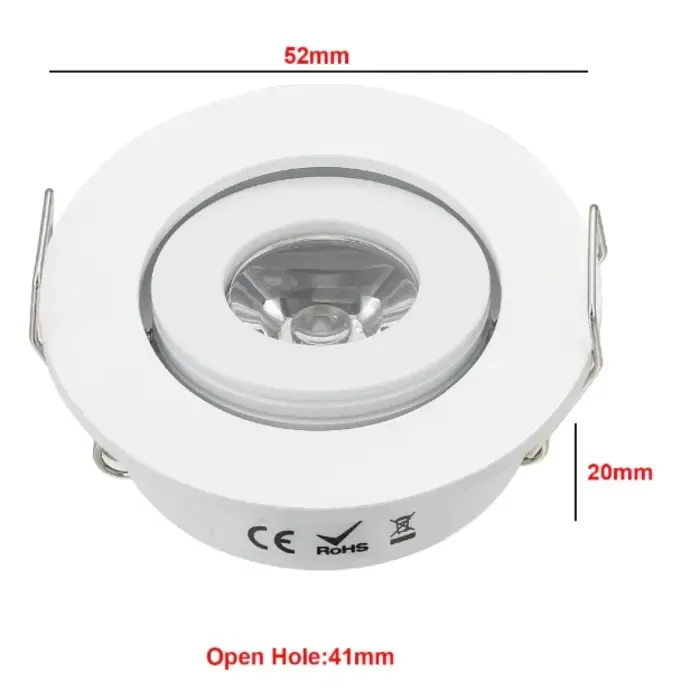 Lage inbouwspot richtbaar 3W LED wit of grijs zaagmaat 45mm