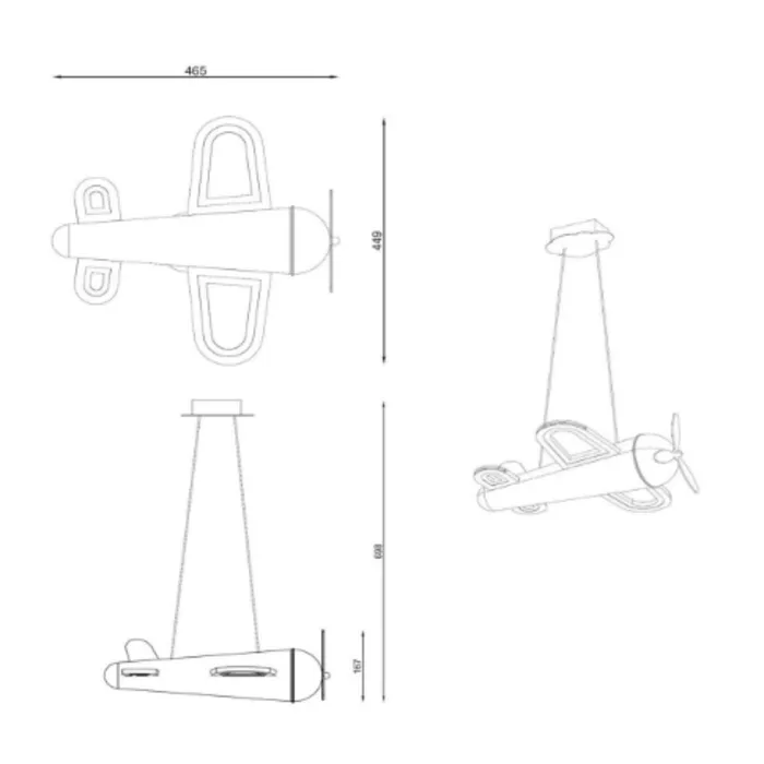 Hanglamp vliegtuig kinderkamer geel of grijs 28W extra warm