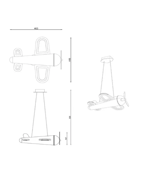 Hanglamp vliegtuig kinderkamer geel of grijs 28W extra warm