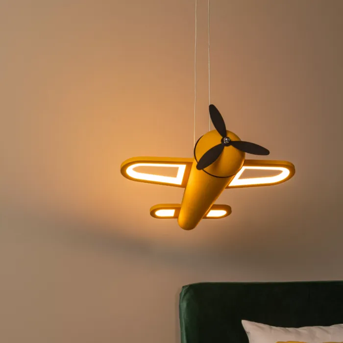 Hanglamp vliegtuig kinderkamer geel of grijs 28W extra warm