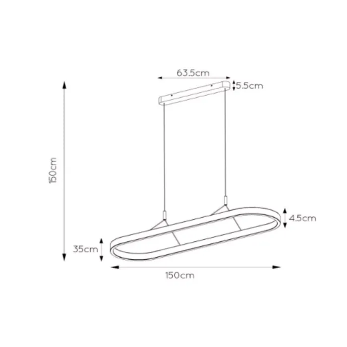 Hanglamp ovaal boven eettafel 2x40W CCT roestkleur