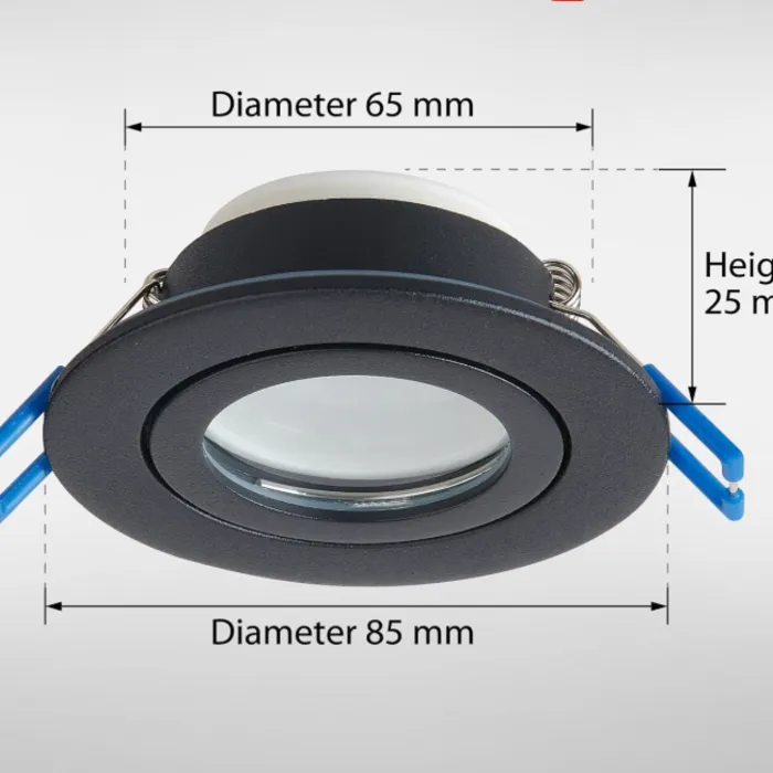 Zwarte inbouwspot zaagmaat 60mm-75mm IP44 5W lage inbouwdiepte