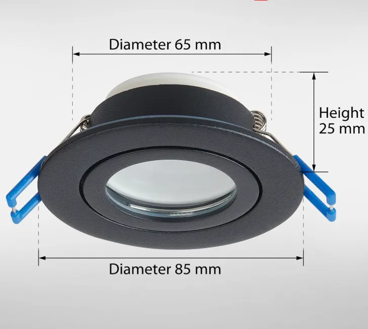 Zwarte inbouwspot zaagmaat 60mm-75mm IP44 5W lage inbouwdiepte