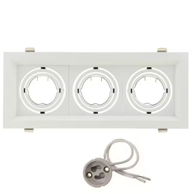 Rechthoekige inbouwspot wit 3xGU10 richtbaar zaagmaat 110x270mm