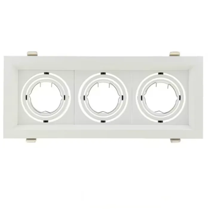 Rechthoekige inbouwspot wit 3xGU10 richtbaar zaagmaat 110x270mm