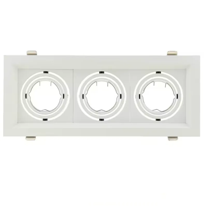 Rechthoekige inbouwspot wit 3xGU10 richtbaar zaagmaat 110x270mm