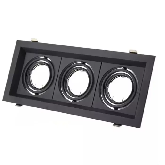 Inbouwspot rechthoek 3xGU10 zwart zaagmaat 270x110mm