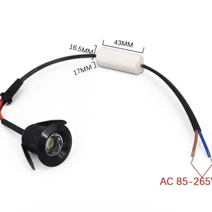 Mini inbouwspot LED IP44 zaagmaat 20mm zwart, grijs of wit