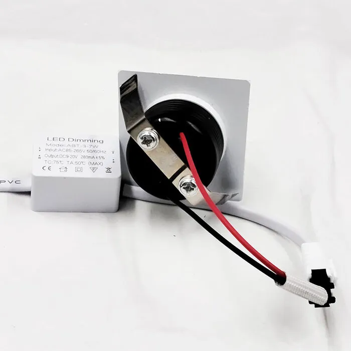 Mini inbouw LED spot 3W vierkant wit zaagmaat 36mm