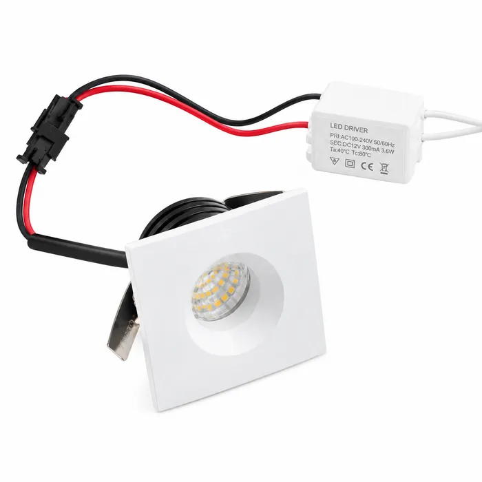 Mini inbouw LED spot 3W vierkant wit zaagmaat 36mm