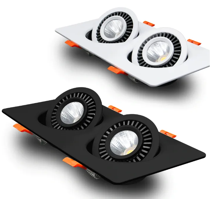 Dubbele inbouwspot 2x7W LED lage inbouwdiepte kantelbaar