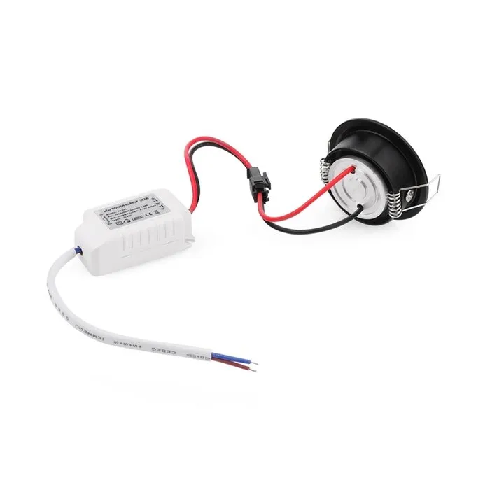 Mini LED inbouwspot 3W 50mm zwart kantelbaar