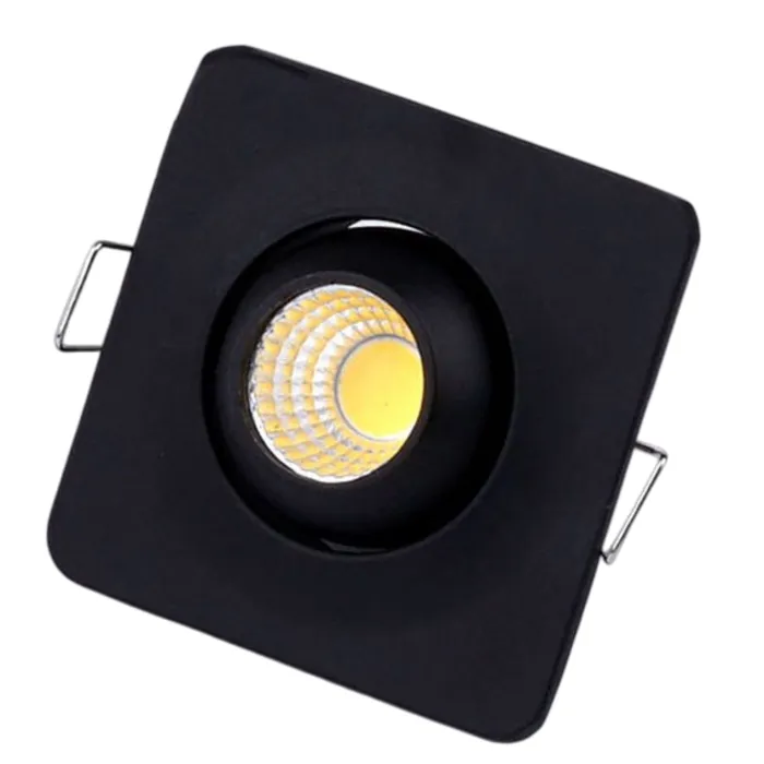 Mini spot LED 3W vierkant inbouw wit of zwart richtbaar