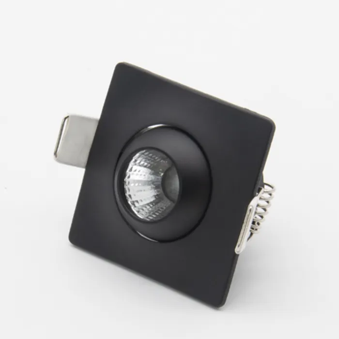 Mini spot LED 3W vierkant inbouw wit of zwart richtbaar