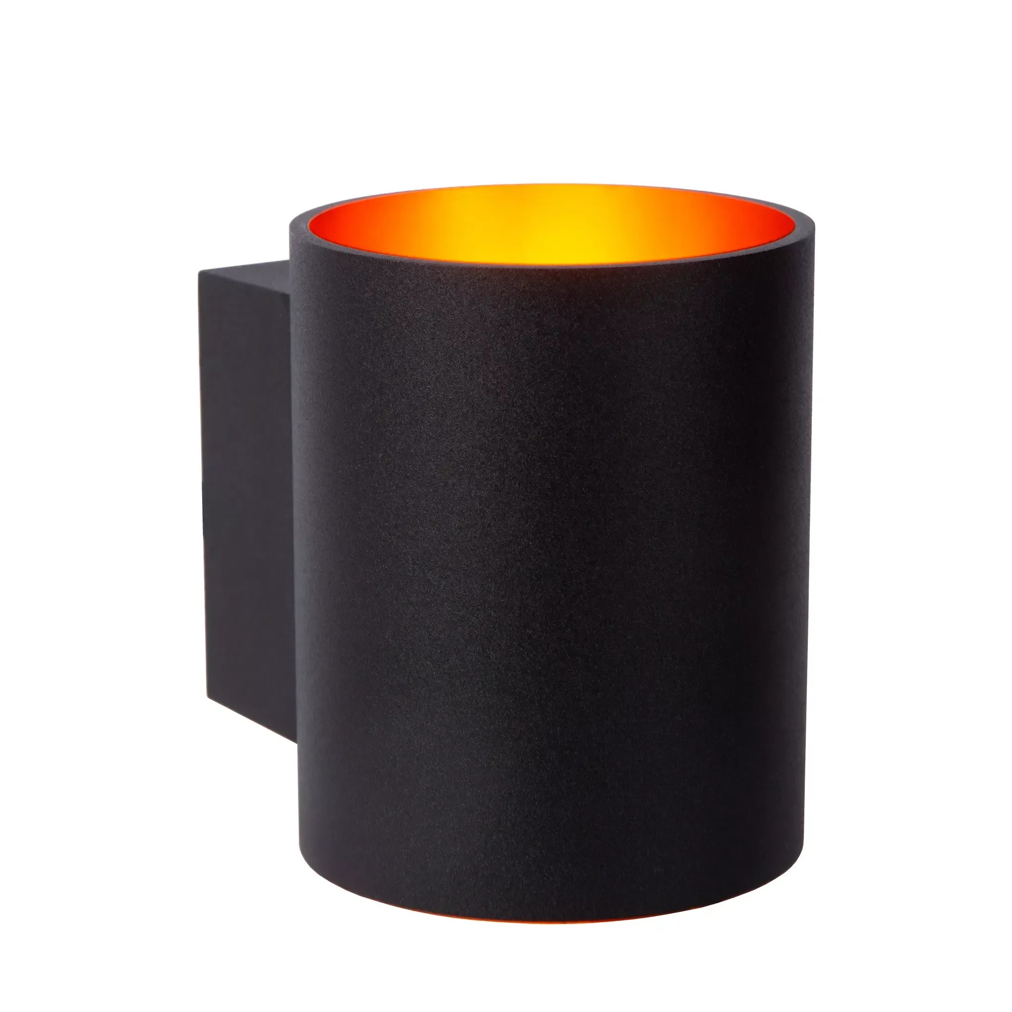 Wandlamp zwart met goud cilinder Ø 8 cm 1xG9