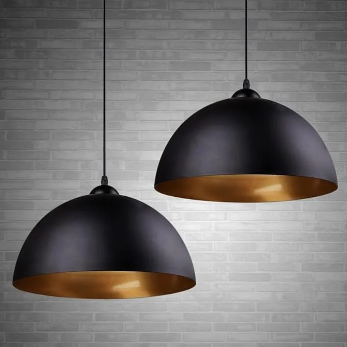 Koepel hanglamp zwart goud 1xE27 (1 stuk)