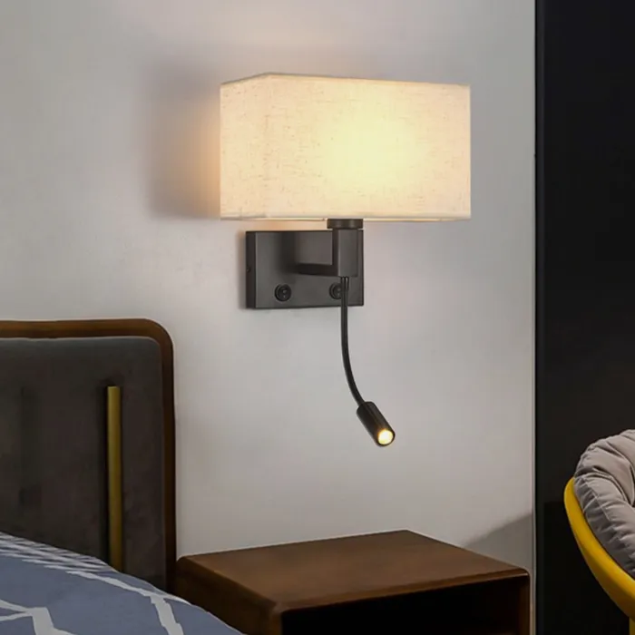 Leeslamp met kap zwart of beige 1xE27