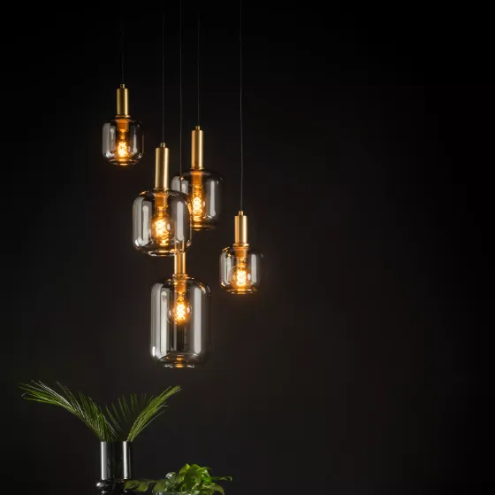 Hanglamp smoke glas 5 xE27