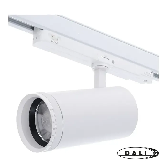 Rail LED spot 3 fase Dali dimbaar 30W CCT 15-55° wit of zwart