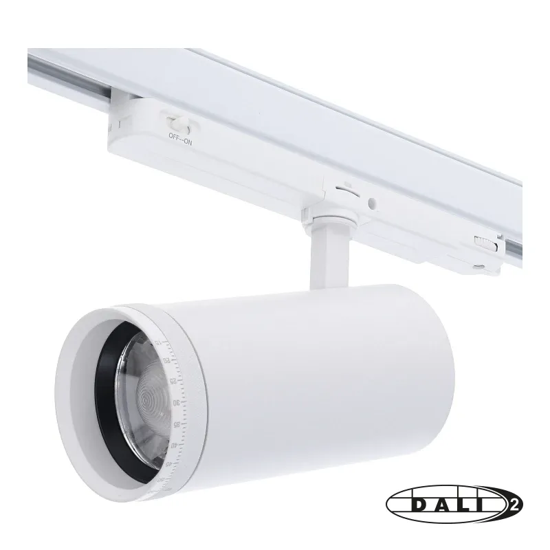 Rail LED spot 3 fase Dali dimbaar 30W CCT 15-55° wit of zwart