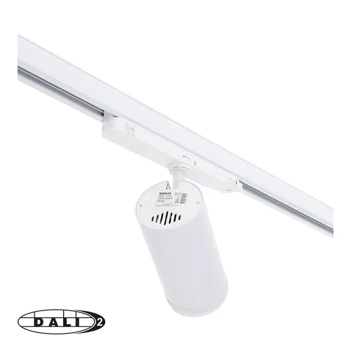 Rail LED spot 3 fase Dali dimbaar 30W CCT 15-55° wit of zwart