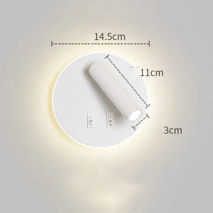 Wand leeslamp rond wit of zwart 3W + 8W rondom