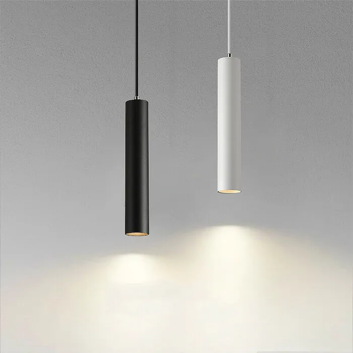 Hanglamp cilinder zwart of wit 7W 20 of 30cm