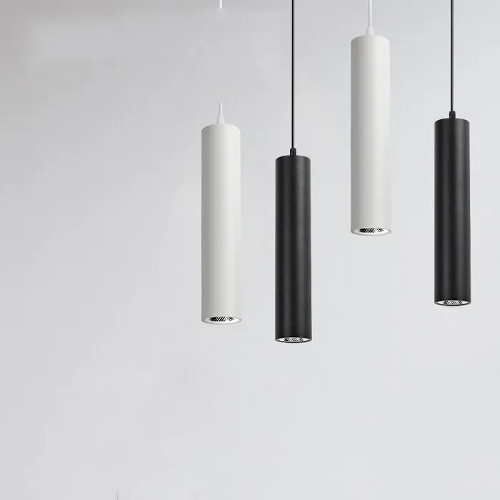 Hanglamp cilinder zwart of wit 7W 20 of 30cm