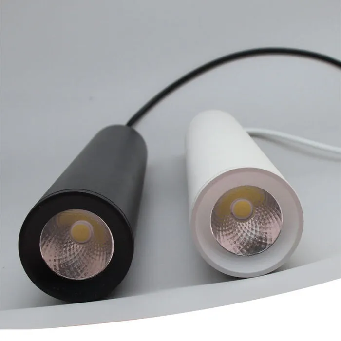 Hanglamp cilinder zwart of wit 7W 20 of 30cm