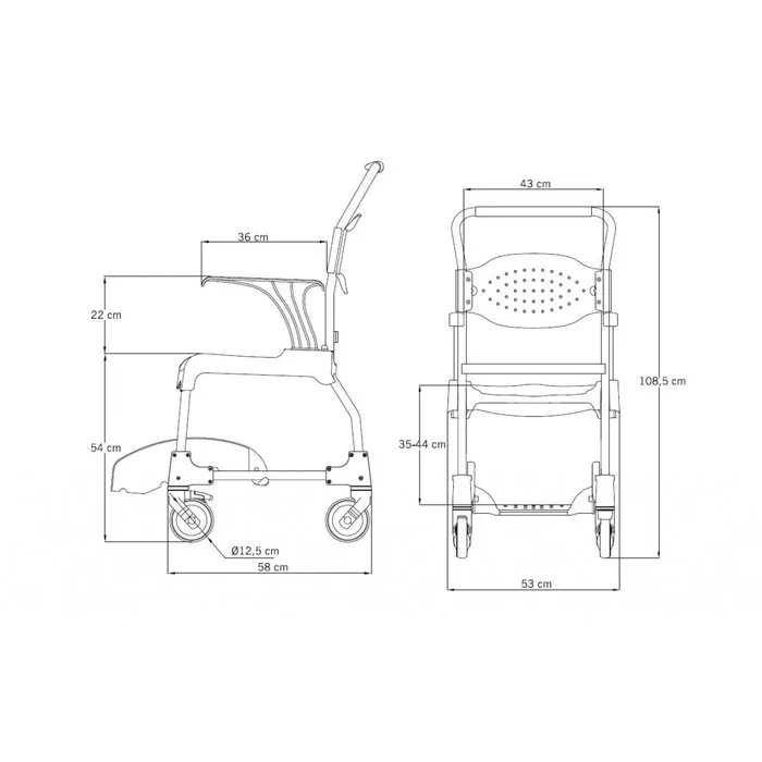 able2  Able2 mobiele douche- en toiletstoel met toiletemmer