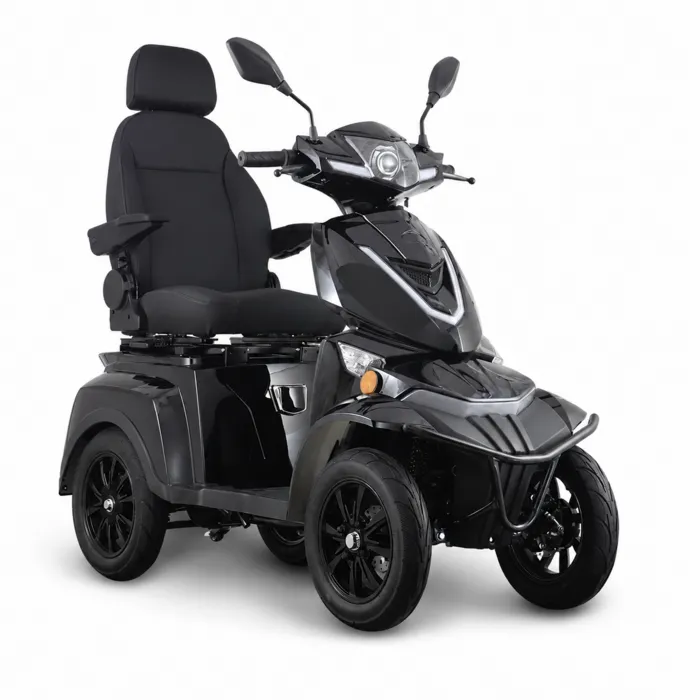 Mega-Mobility Scootmobiel Q4 CLASSIC Zwart – 25 km/u – Volledig Geveerd