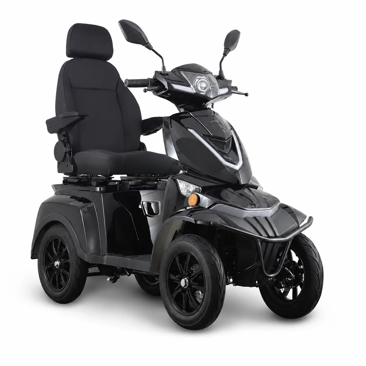 Mega-Mobility Scootmobiel Q4 CLASSIC Zwart – 25 km/u – Volledig Geveerd
