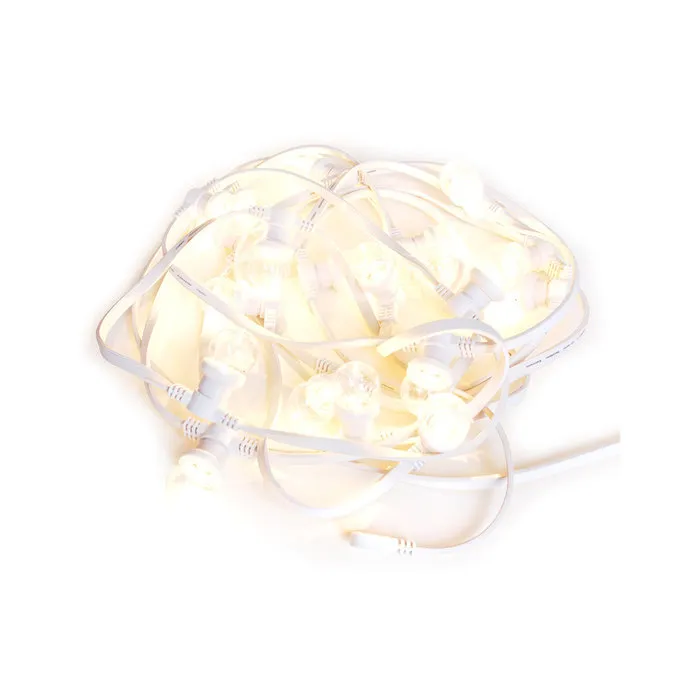 Witte prikkabel 20 meter met 20 gekleurde LED lampen in 5 kleuren mix