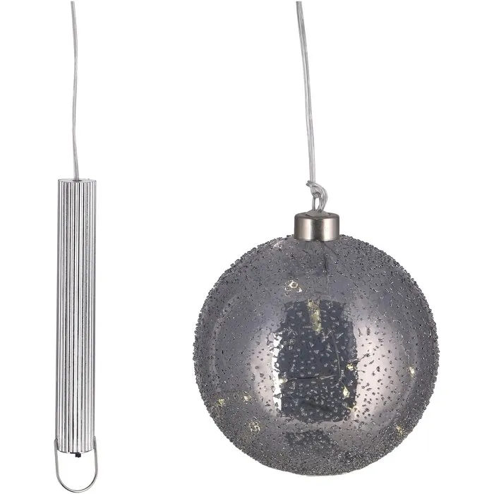 Grijze Glazen LED BOL - 15 cm "Snow"