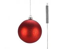 Rode Glazen LED BOL - 15 cm "Lucy" - 2xAA