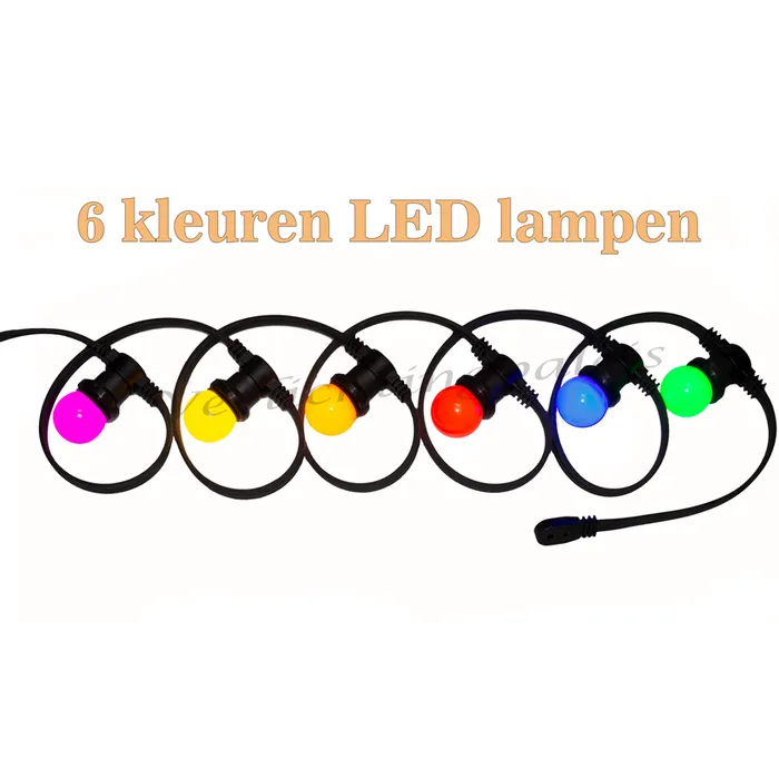 Amlux prikkabel - 15 meter met 30 LED lampen  (6 kleuren)