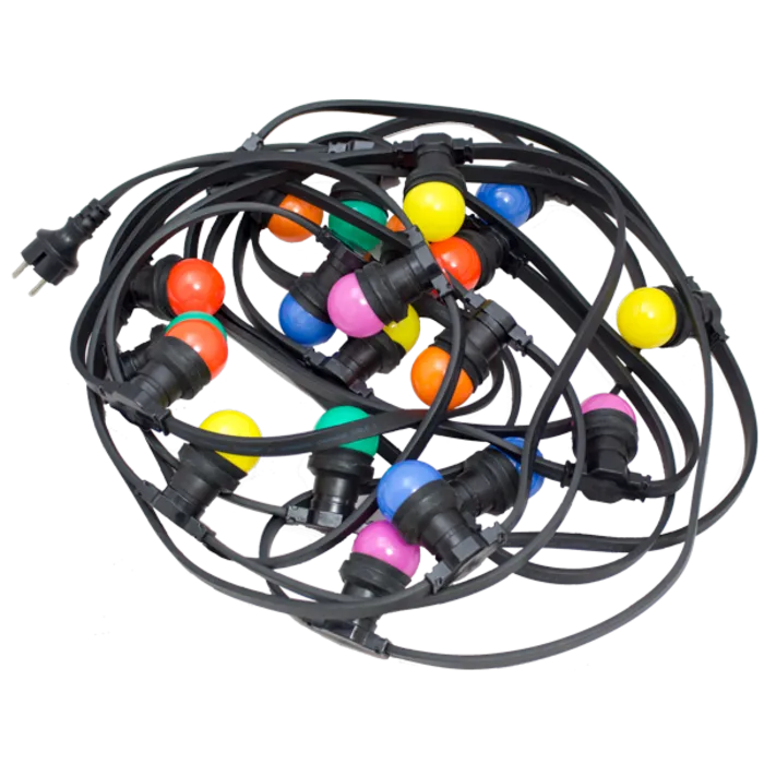 Amlux prikkabel - 15 meter met 45 LED lampen  (6 kleuren)