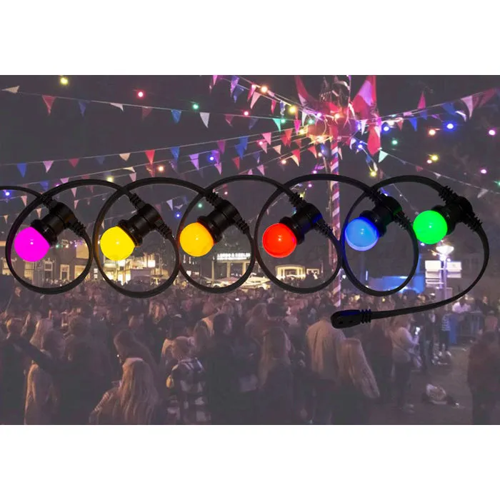 Amlux prikkabel - 20 meter met 30 LED lampen  (6 kleuren)