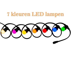 Amlux prikkabel - 15 meter met 30 LED lampen  (7 kleuren)