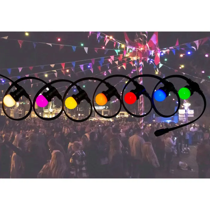 Amlux prikkabel - 15 meter met 15 LED lampen  (7 kleuren)