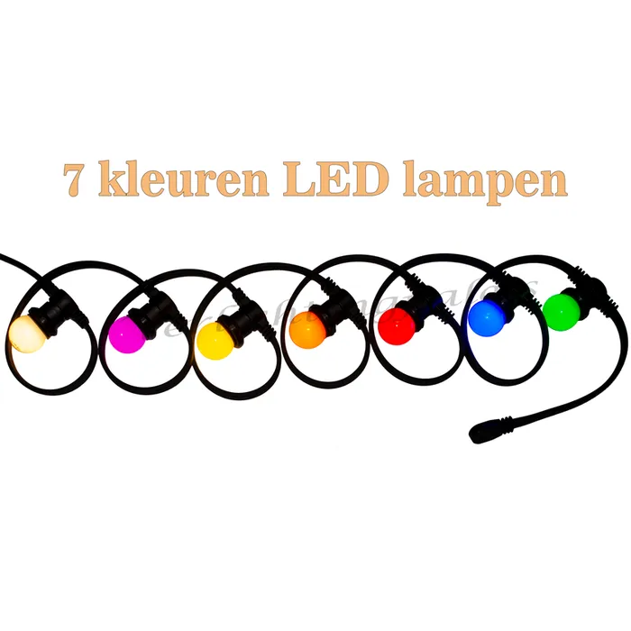 Amlux prikkabel - 10 meter met 30 LED lampen  (7 kleuren)