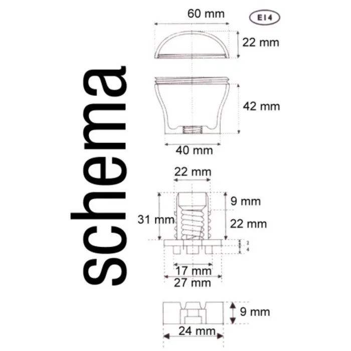 Verlichtingpaleis Oranje voet voor E14 voet - kermisverlichting