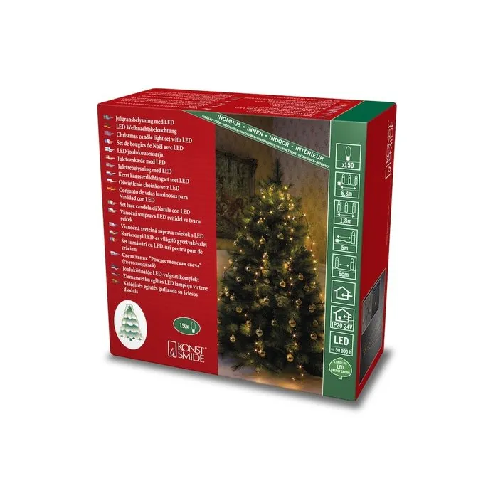 Konstsmide Kerstverlichting - LED lichtmantel 180cm met ring voor kerstboom - 5x 30 Amber witte LED lampjes