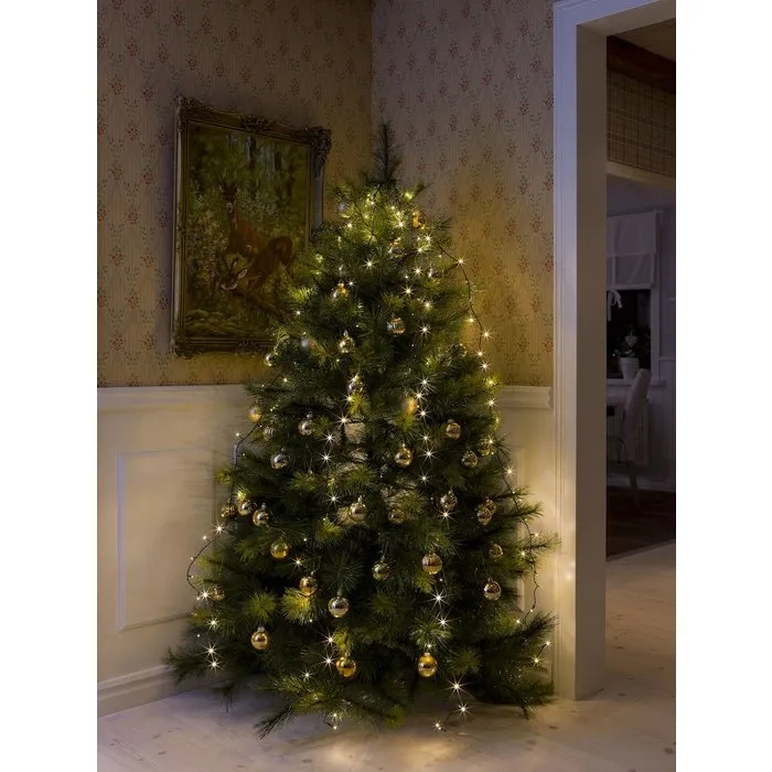 Konstsmide Kerstverlichting - LED lichtmantel 180cm met ring voor kerstboom - 5x 30 Amber witte LED lampjes